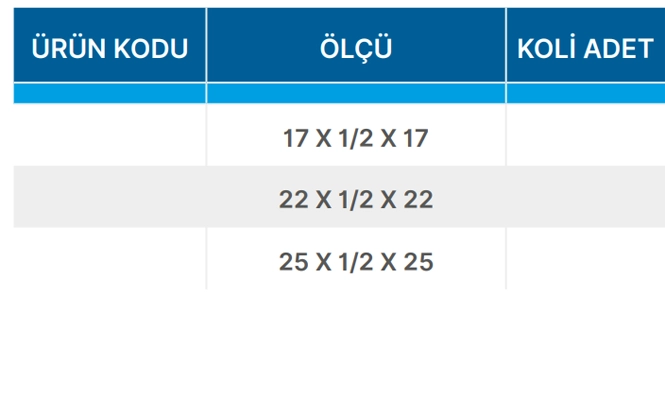 Teknik Veriler Tablosu