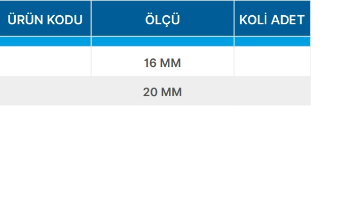 Teknik Veriler Tablosu