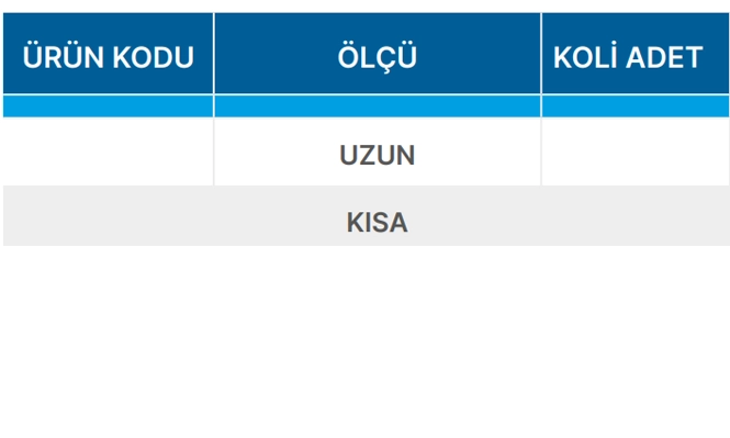 Teknik Veriler Tablosu