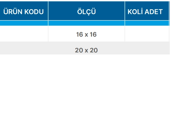 Teknik Veriler Tablosu