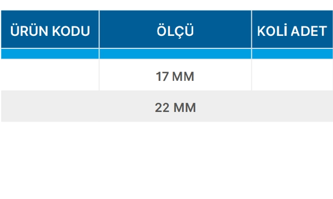 Teknik Veriler Tablosu