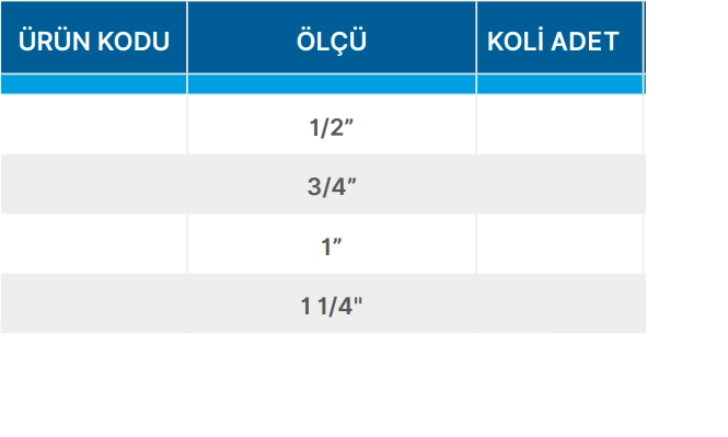 Teknik Veriler Tablosu