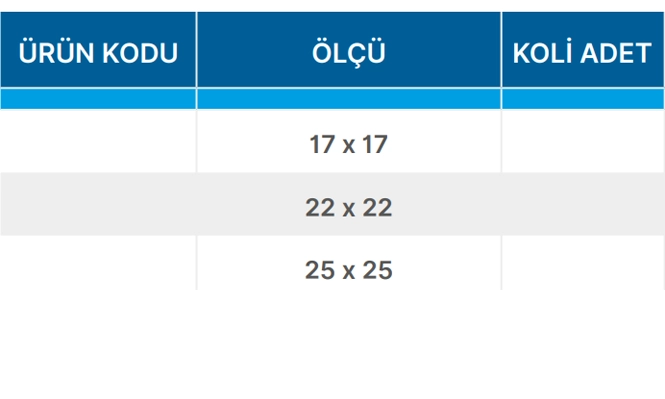Teknik Veriler Tablosu