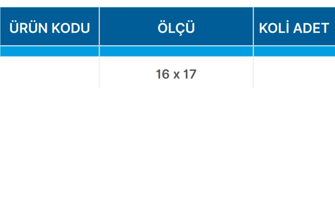 Teknik Veriler Tablosu