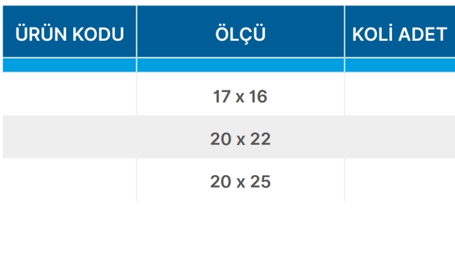Teknik Veriler Tablosu