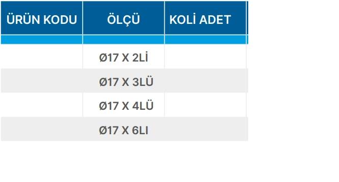Teknik Veriler Tablosu
