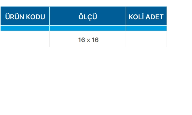 Teknik Veriler Tablosu