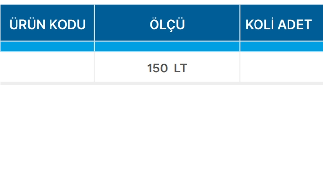 Teknik Veriler Tablosu